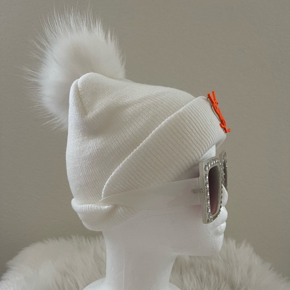 Winter Knit Pom Pom White Hat main image 8